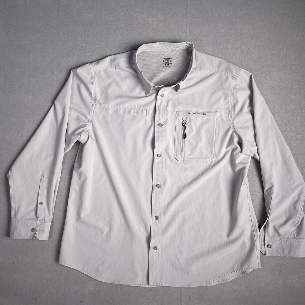 GH Bass for Hard Service Lightweight Outdoor Button Front Shirt Men Gray XXL